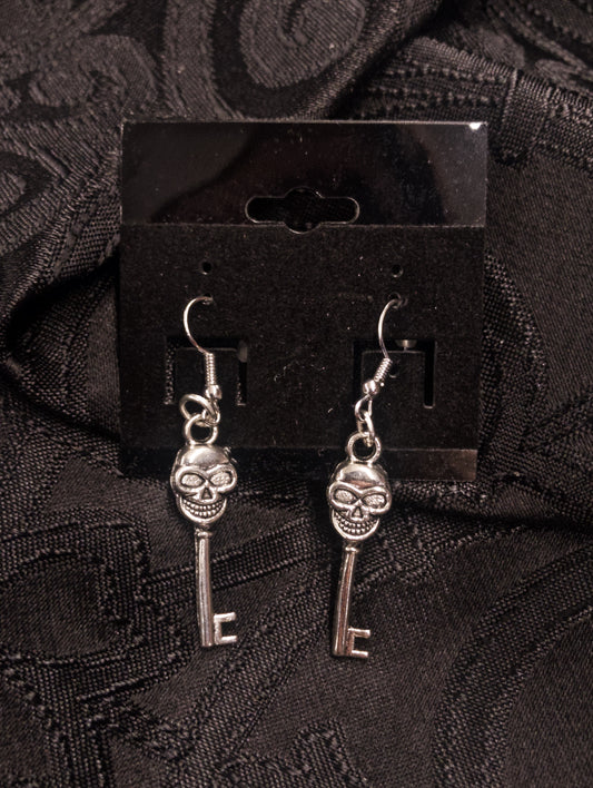 Heart Skeleton Key Earrings Rhodium on Sterling Silver | eBay