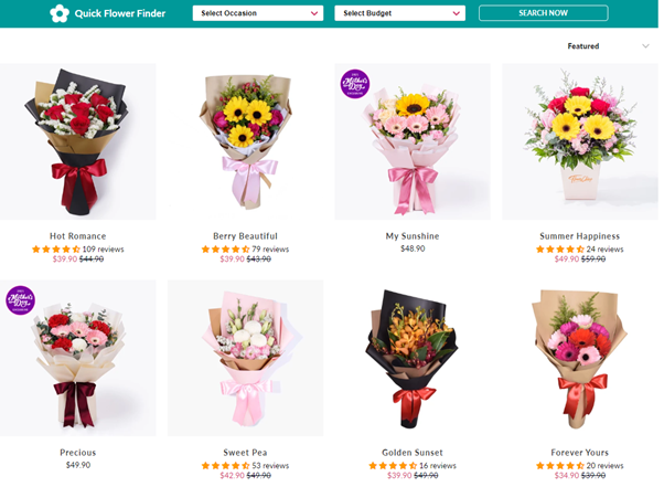 Flower Chimp's bouquets that cost less than $50