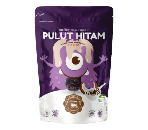 One snack monster packet of pulut hitam popcorn.