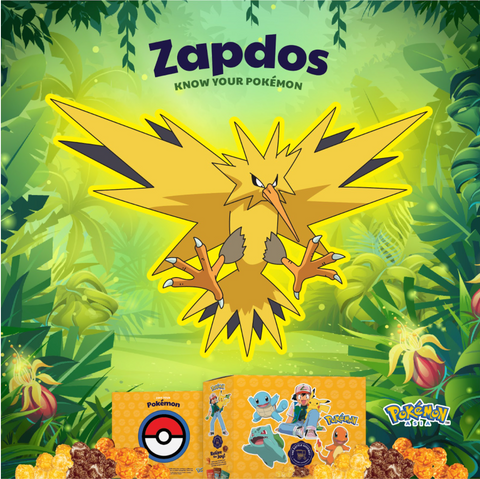 The Kettle Gourmet Pokémon gift box contains 5 different collectable cut-outs up for grabs, such as Zapdos.