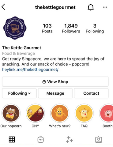 Screenshot of The Kettle Gourmet's Instagram profile page.