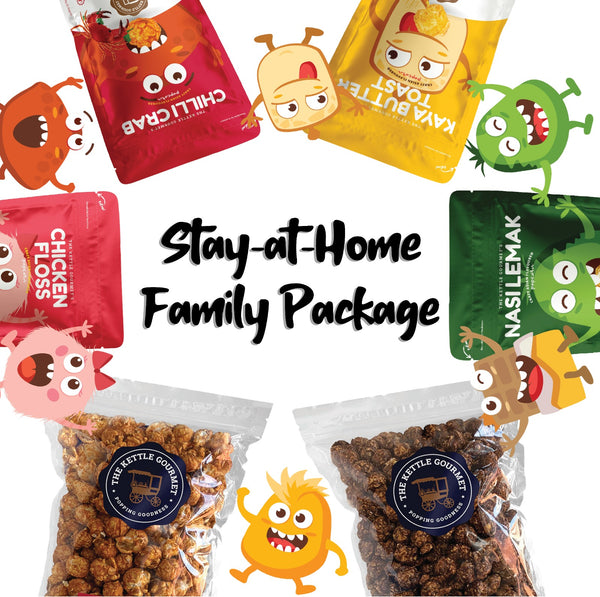 This bundle consist of 4 Asian flavors and 2 family packs. Asian flavors such as chilli crab, chicken floss, nasi lemak and kaya butter toast. Family packs include of salted caramel and chocolate. 