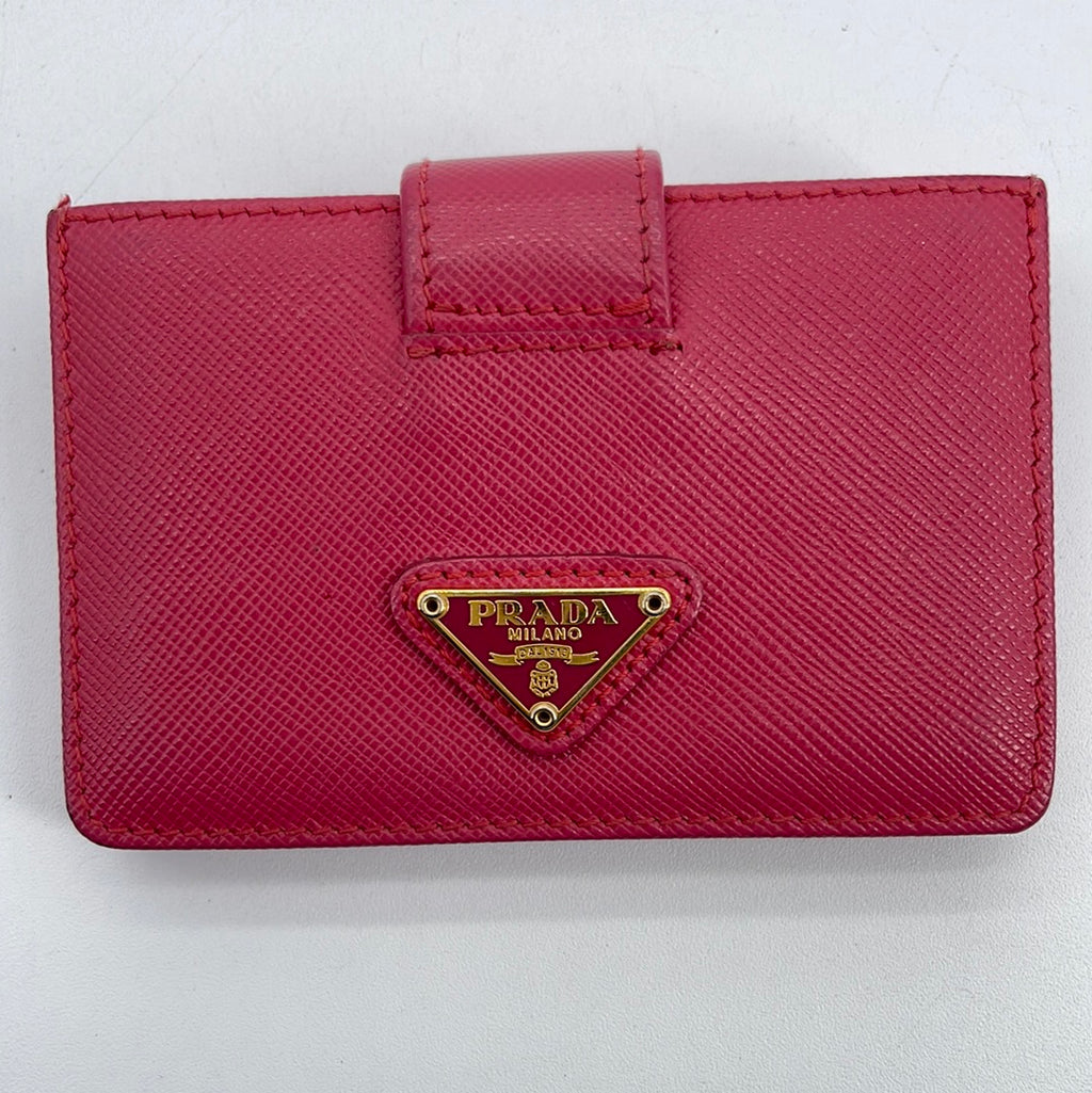 PRELOVED Prada Pink Saffiano Leather Card Case 181 061223