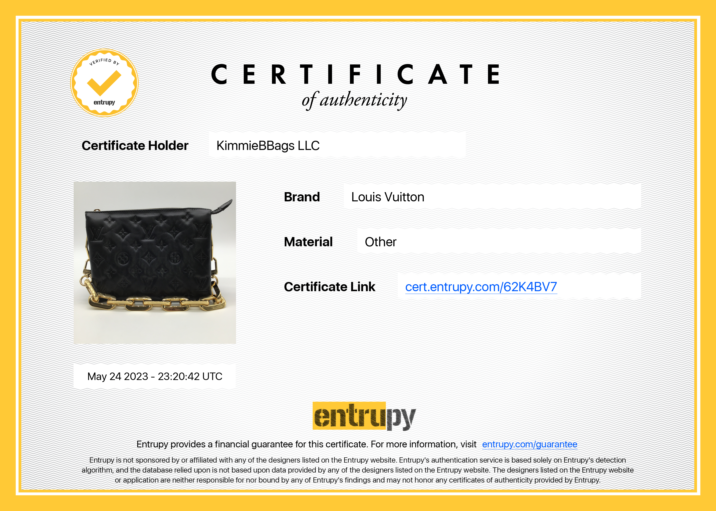 Preloved Louis Vuitton Black Lambskin Monogram Coussin BB 62K4BV7