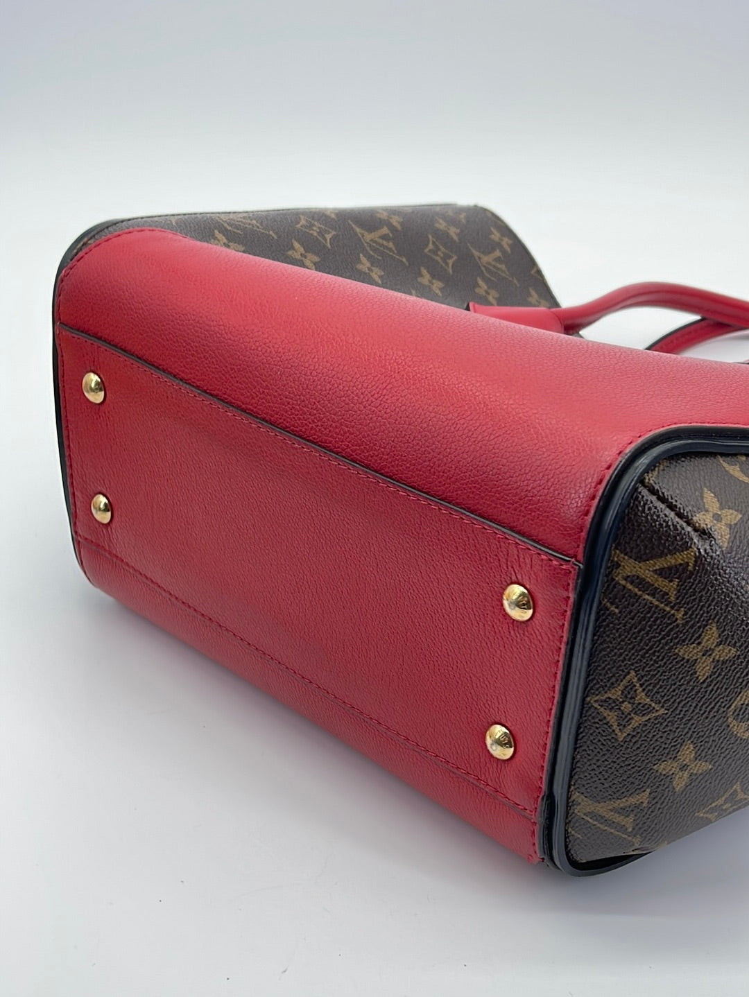 082923 Preloved Louis Vuitton Monogram and Red Leather Kimono MM