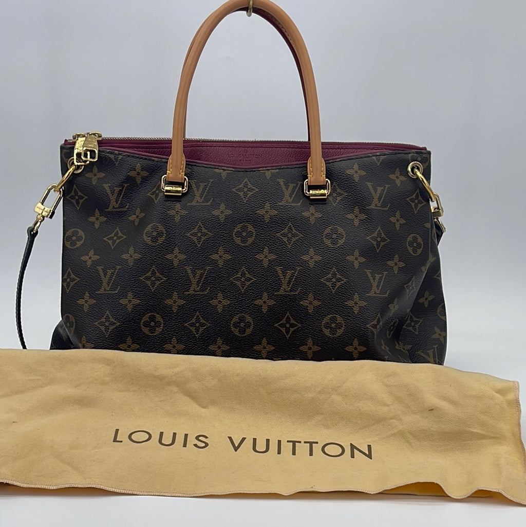 Preloved Louis Vuitton Monogram Canvas and Red and Cream Leather