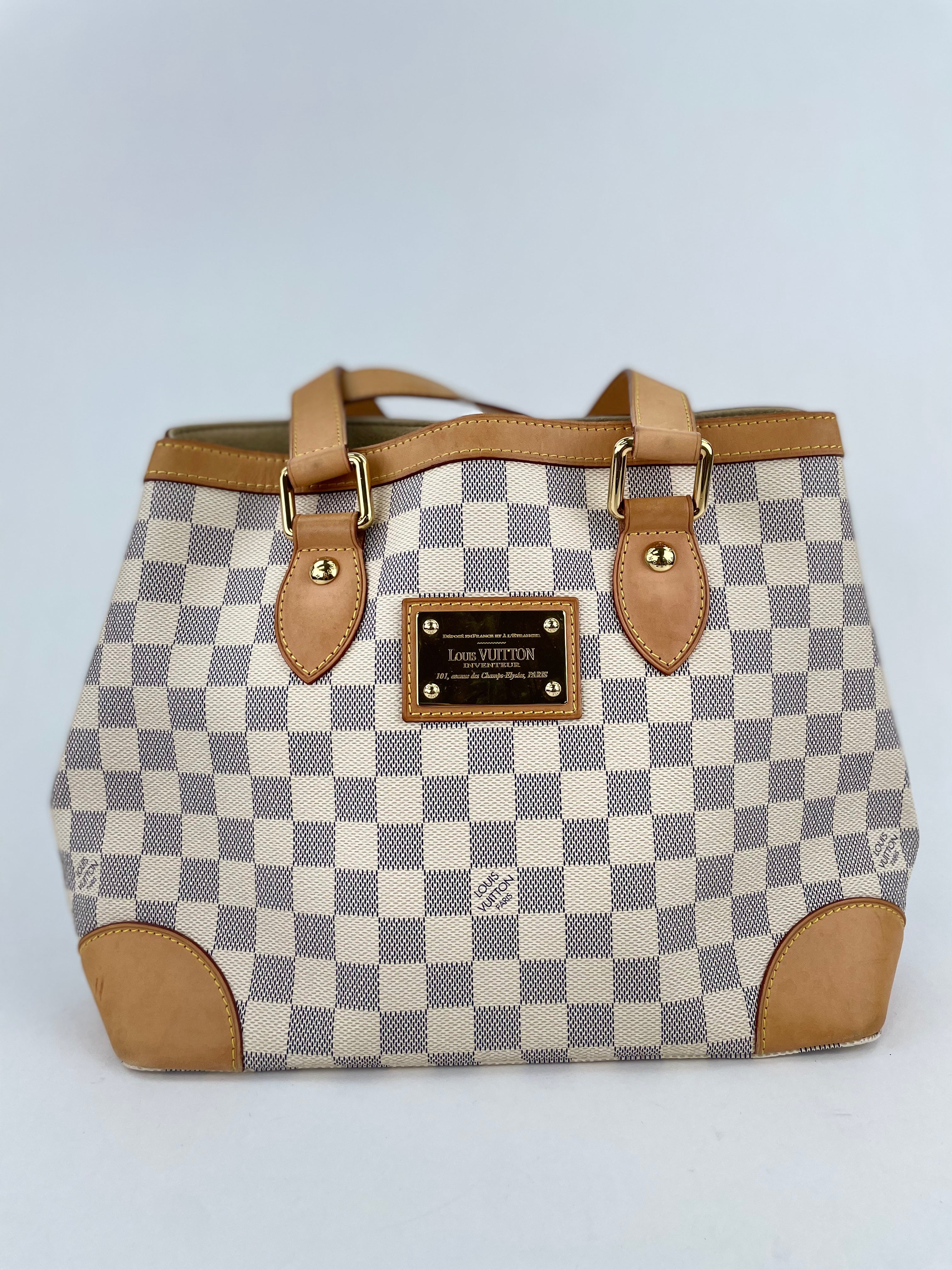 Sold at Auction: AUTHENTIC LOUIS VUITTON HAMPSTEAD PM DAMIER AZUR CANVAS  TOTE BAG