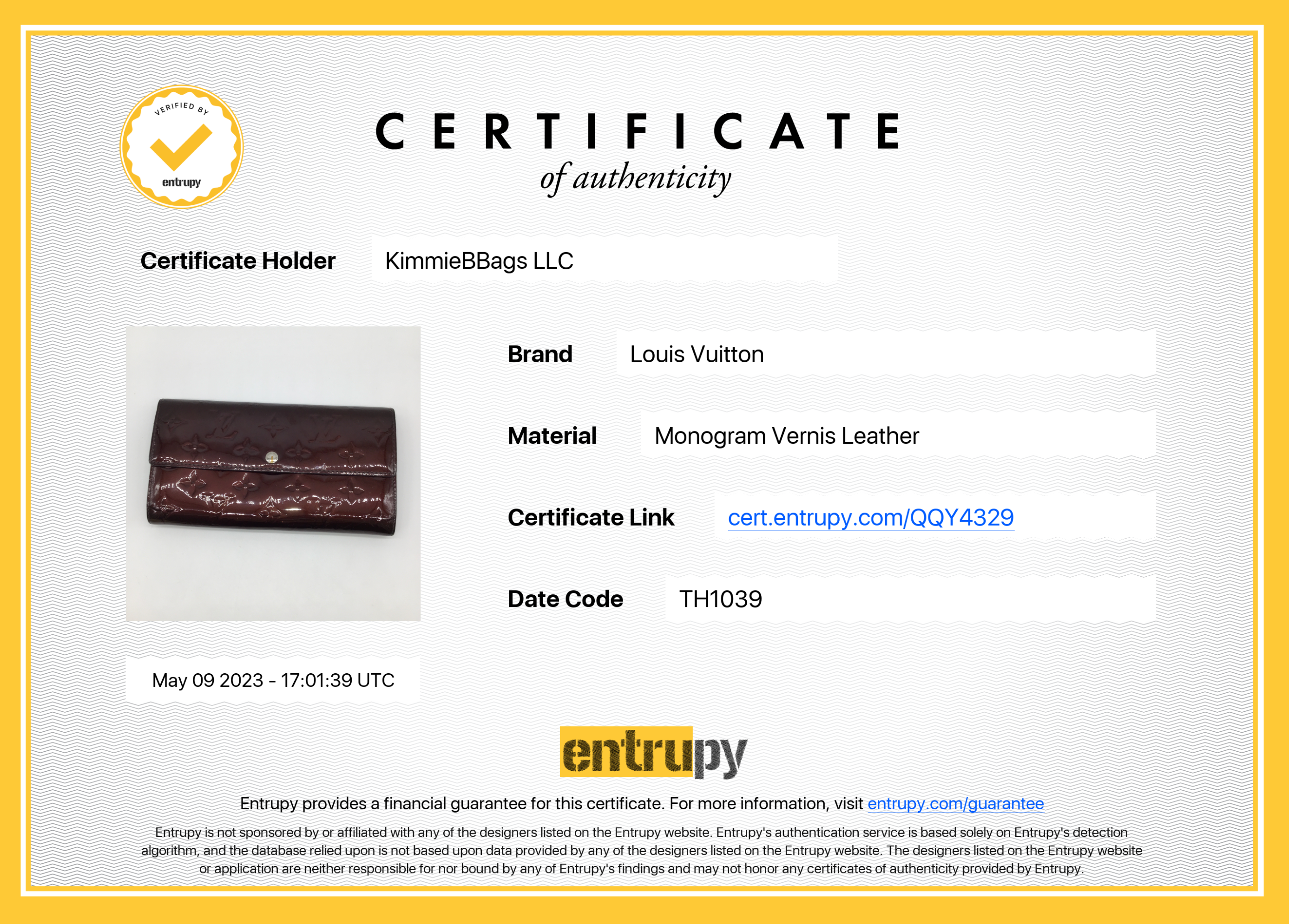 PRELOVED Louis Vuitton Burgundy Monogram Vernis Sarah Wallet TR3162 05 –  KimmieBBags LLC