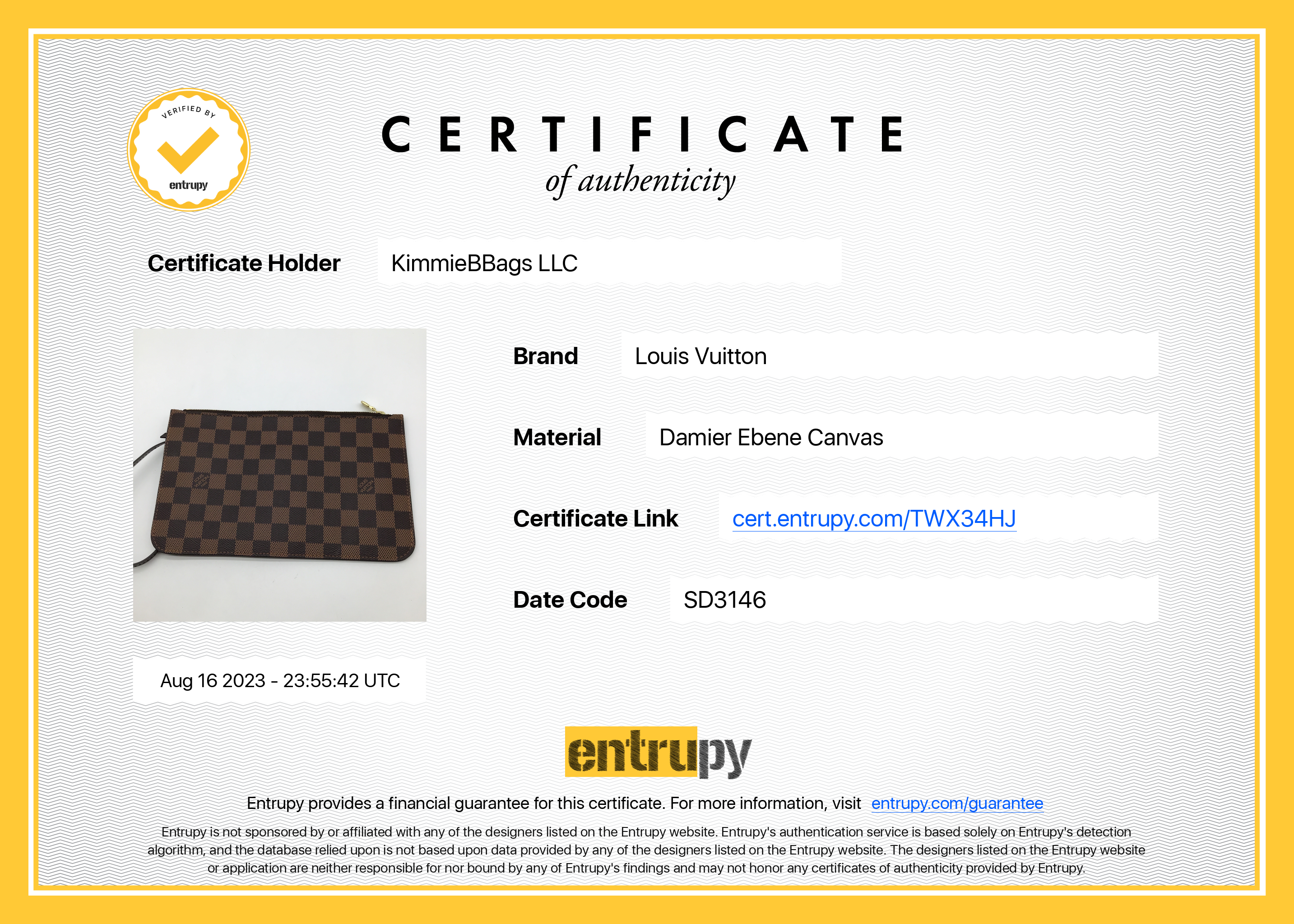 NTWRK - Preloved Louis Vuitton Damier Ebene Neverfull GM Pouch SD3146 09