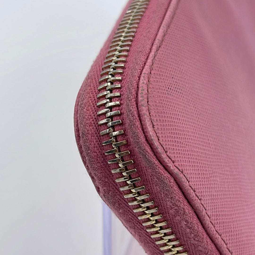 PRELOVED Prada Pink Saffiano Leather Zip Around Long Wallet 221