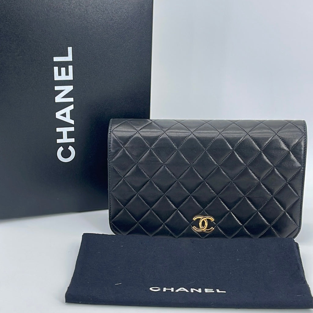 Vintage Chanel Quilted Matelasse CC Logo Lambskin Trapezoid