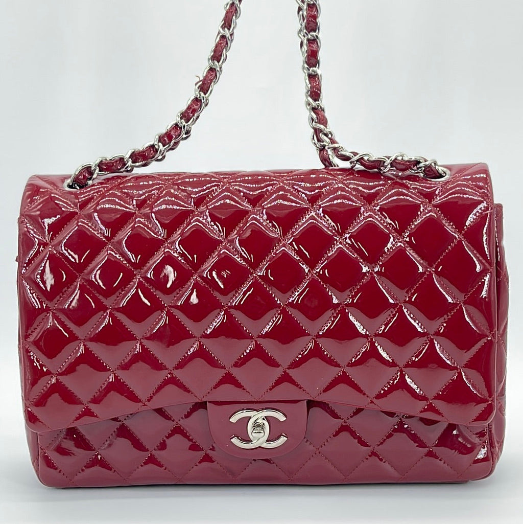 CHANEL Maxi Chain Around Quilted Leather Flap Shoulder Bag Red-US