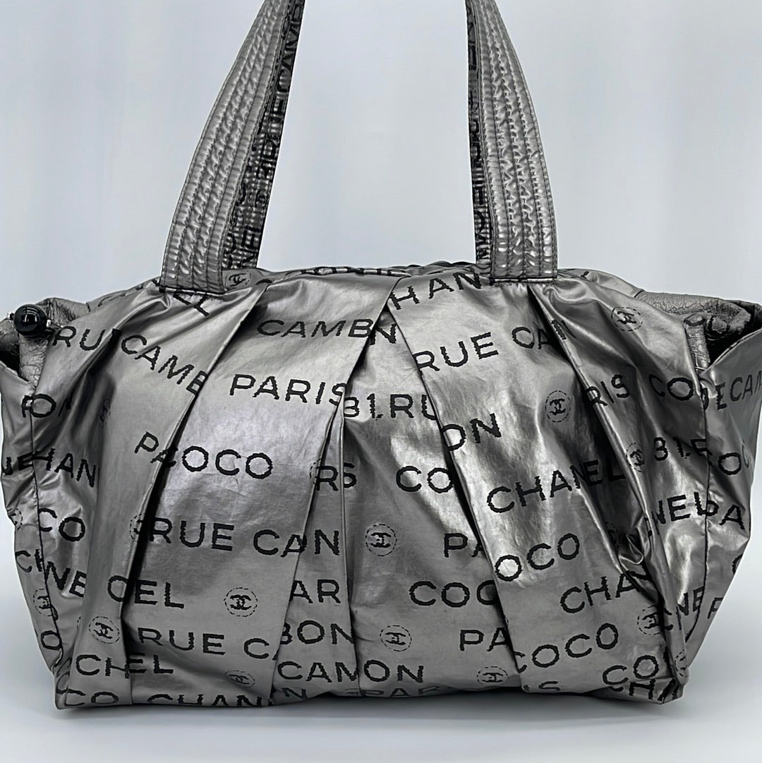 Vintage Chanel Silver Nylon Unlimited 31 Rue Cambon Shoulder Bag – Ladybag  International
