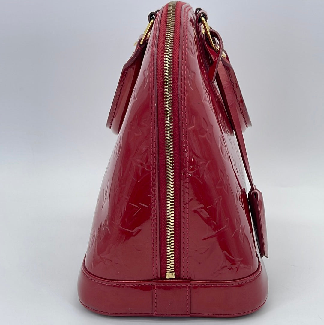 Louis Vuitton Hot Pink Monogram Vernis Leather Alma Pm in Red