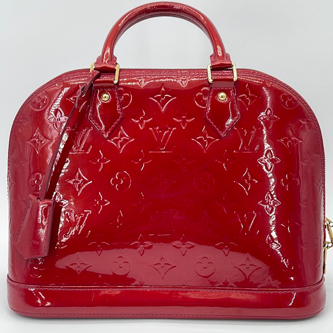 Louis Vuitton Vernis Alma PM Monogram Wine Red Color USED 0120A