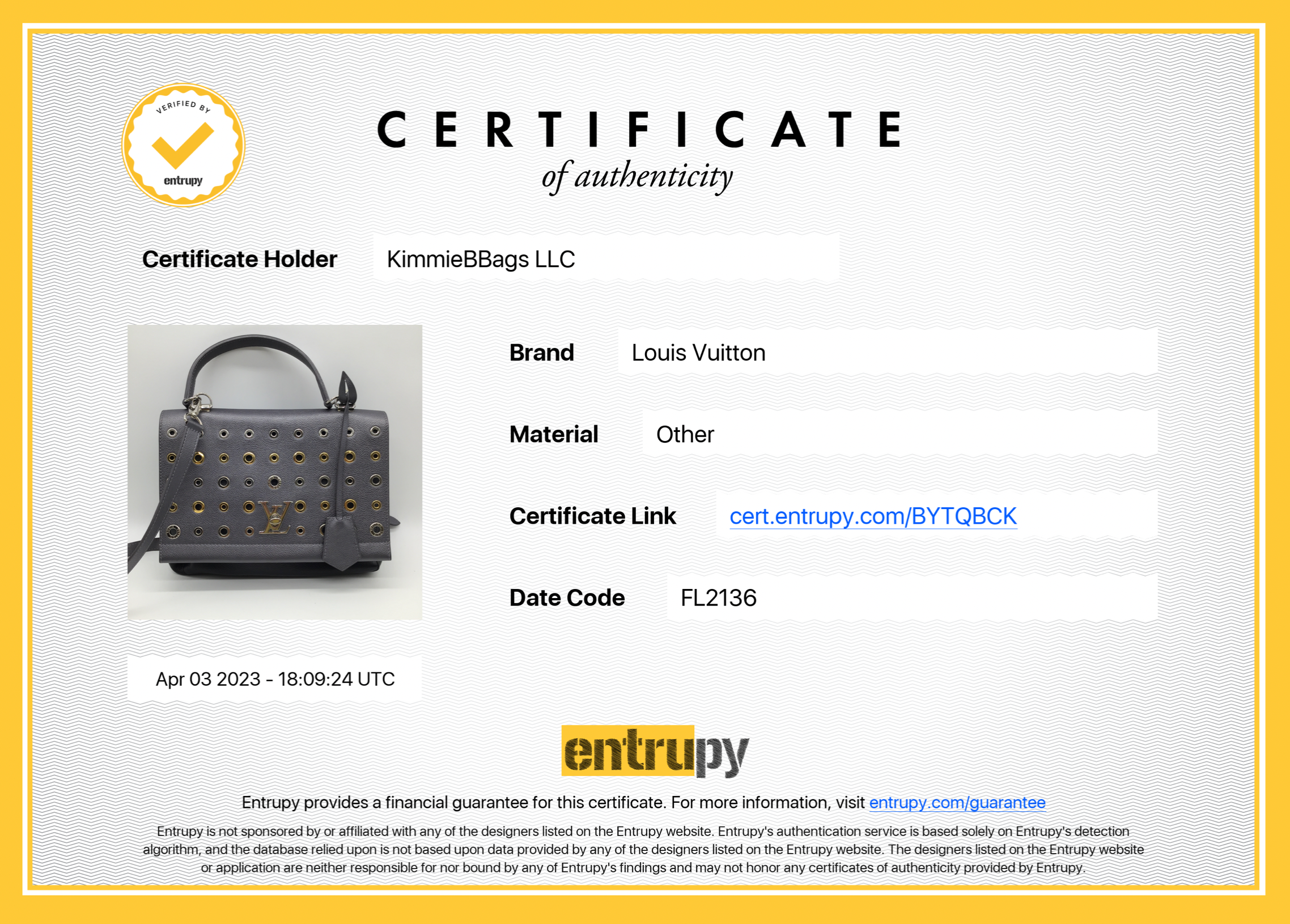 Gray Louis Vuitton Eyelet LockMe II BB Satchel