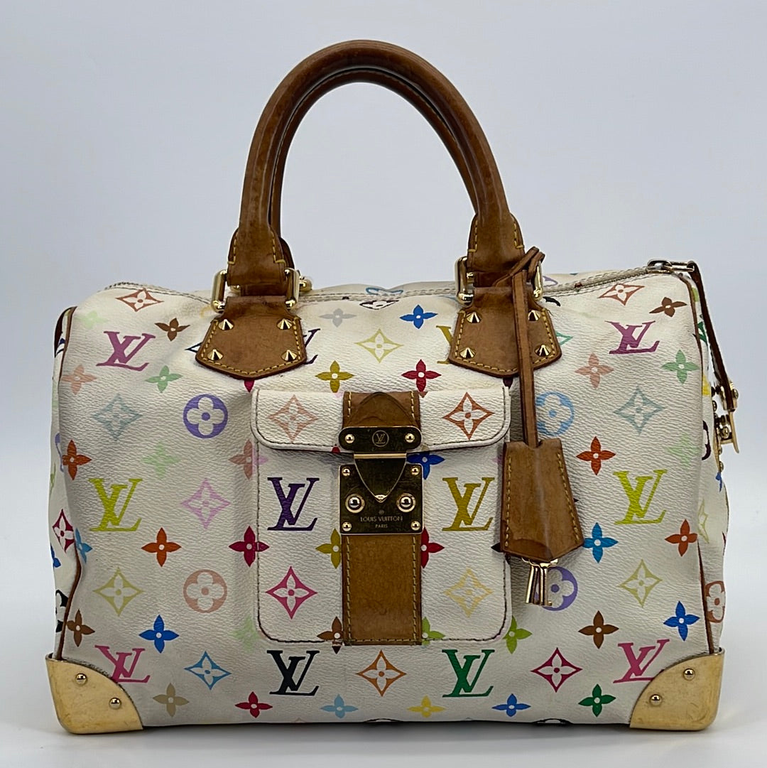 Vintage Louis Vuitton White Multicolor Speedy 30 Bag SP0094 061923