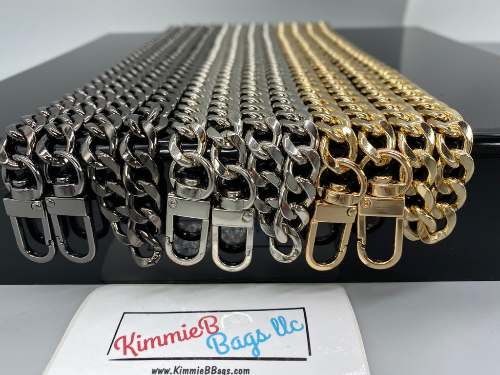 KimmieBBags LLC New Thin Chain Metal Purse Strap 43” - 2 Colors 43 Silver Chain Metal - Thin Braid