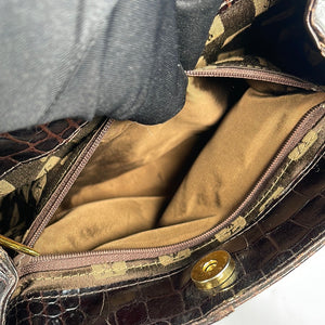 Preloved Saint Laurent Dark Brown Crocodile Embossed Leather Bucket Handbag XJ288HY 020123. ** DEAL *** -