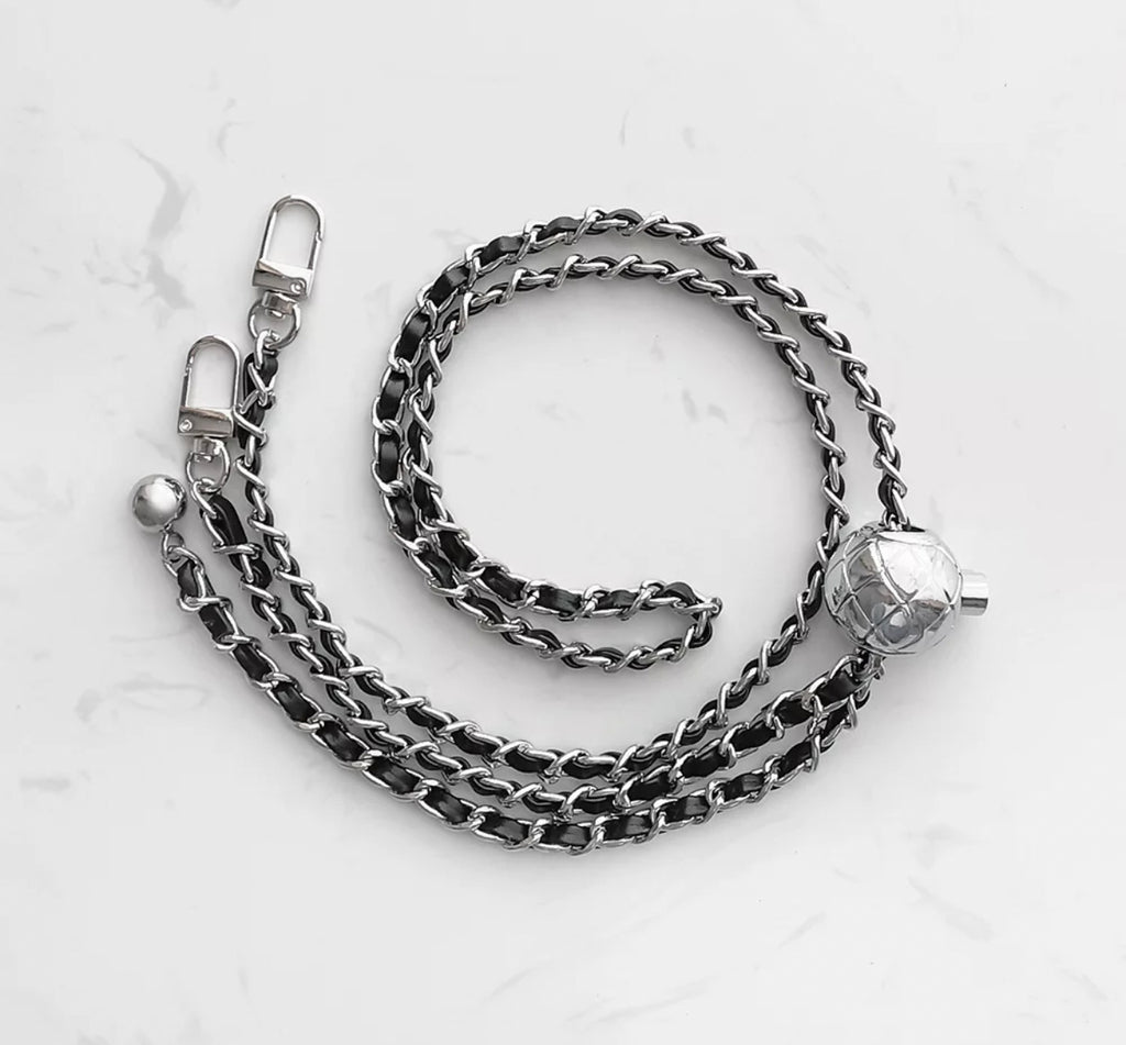 KimmieBBags LLC New Thin Chain Metal Purse Strap 43” - 2 Colors 43 Silver Chain Metal - Thin Braid