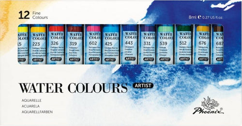 PHOENIX Watercolor Paint Set 24x12ml / 0.4 Fl Oz Tubes Non-toxic