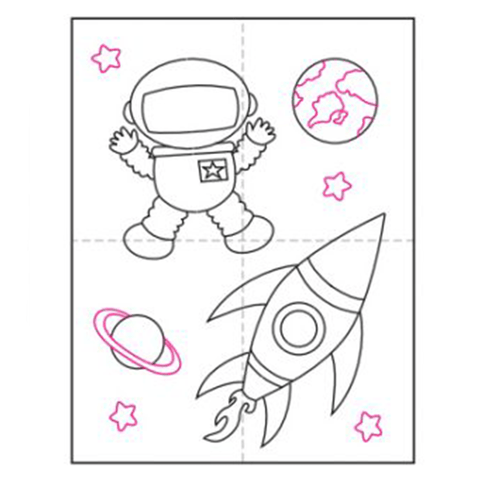 dessin astronaute enfant étape 8