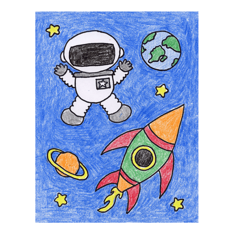 dessin astronaute enfant étape 9