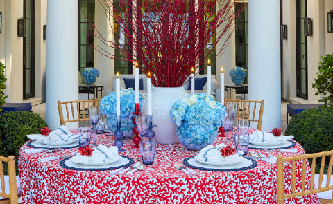 Memorial Day Table with Infinity Placemat, Jardin Napkin, and Amalfi Napkin Ring