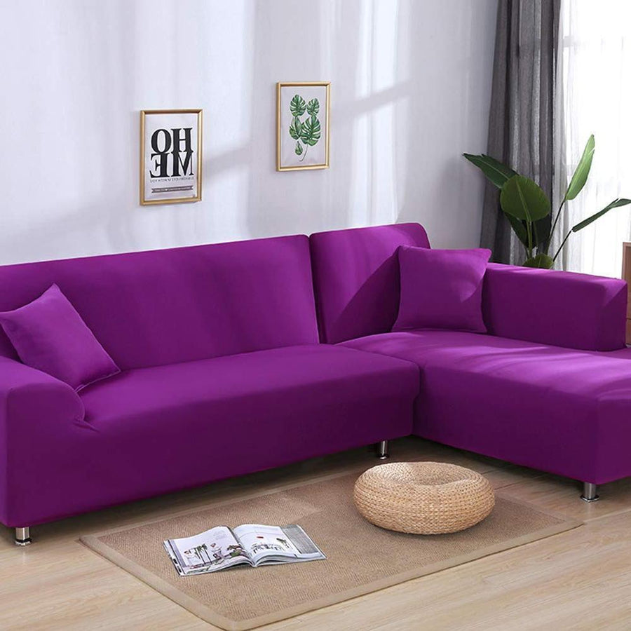  Housse  Extensible  Canap   d  Angle  Violet Profond QueenHousse