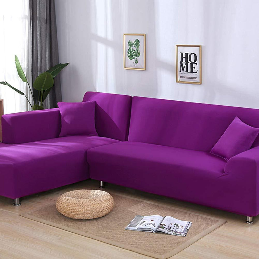  Housse  Extensible  Canap   d  Angle  Violet Profond QueenHousse