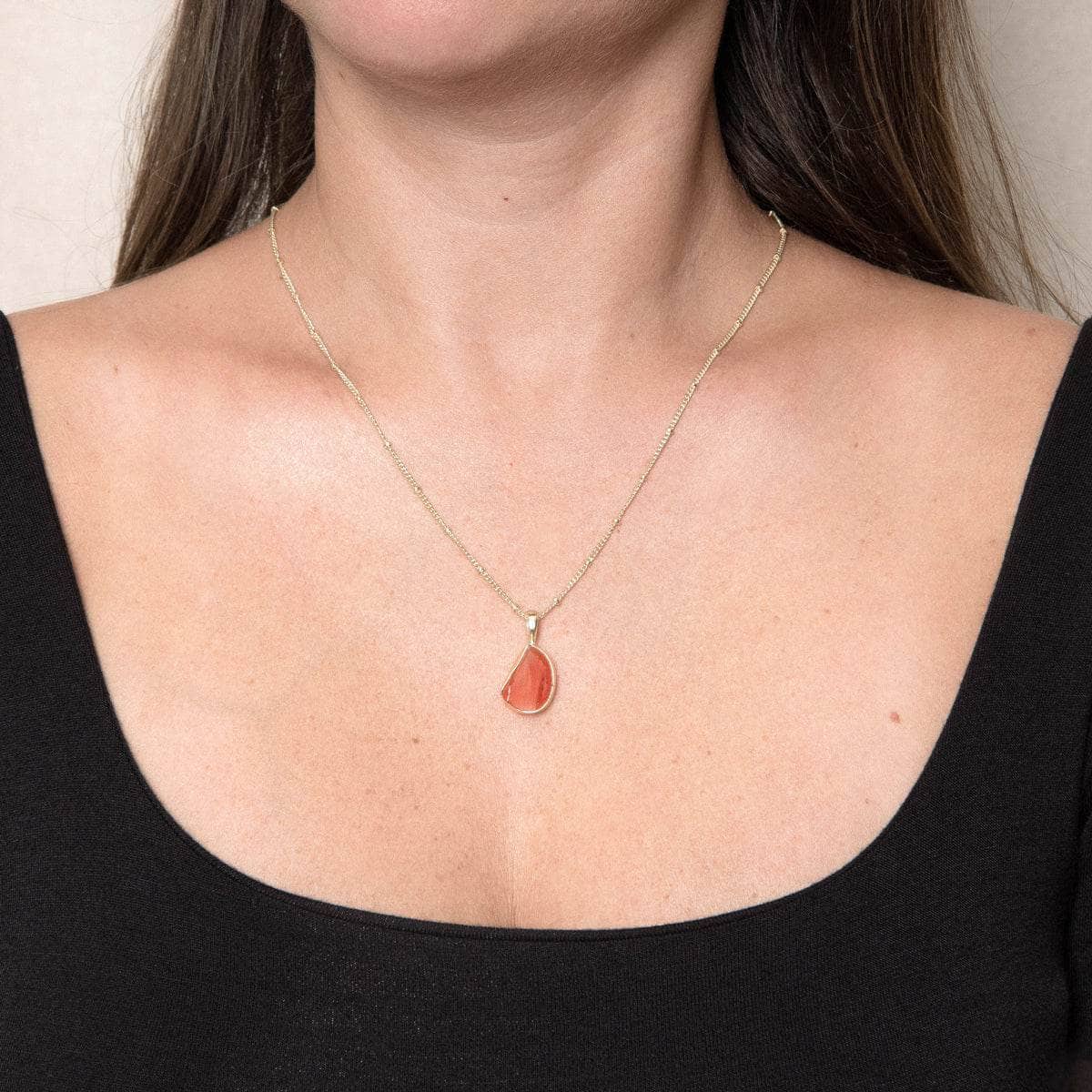 Small Carnelian Pendant Necklace - Veda Jewelry