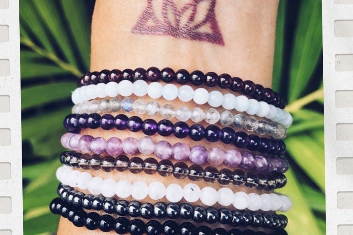 PROTECTIVE & ANTI-ANXIETY Bracelet Rose Quartz & Black Onyx EARTHSTAR  CHAKRA & HEART CHAKRA Healing Bracelet