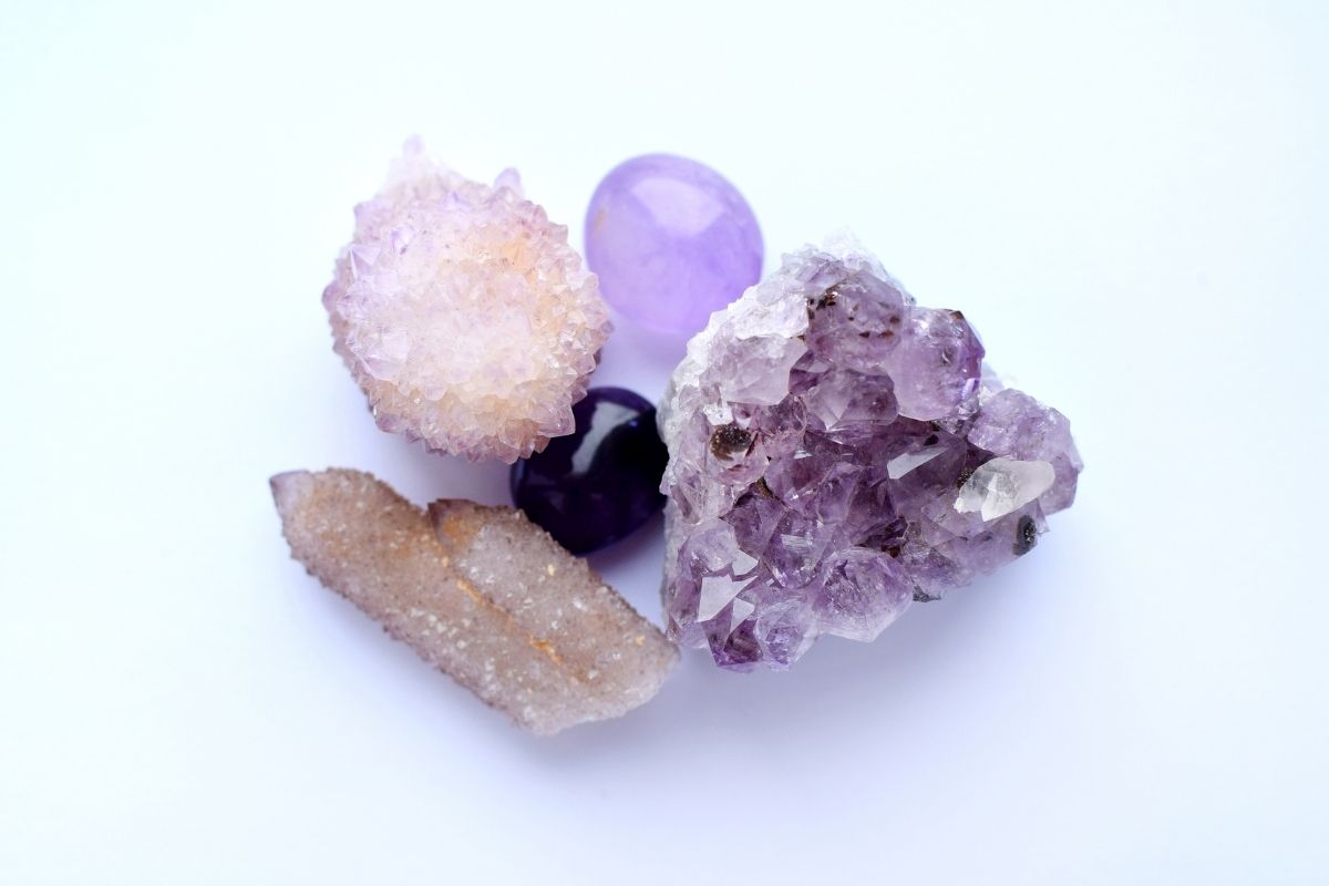 collection of amethyst stones including spirit quartz