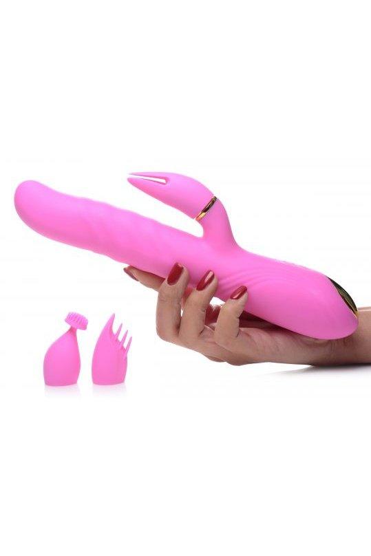 10x Versa Thrust Vibrating And Thrusting Silicone Rabbit With 3 Attach
