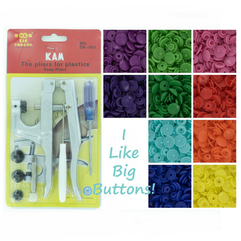 KAM Snaps 100 Rainbow Spectrum Starter Pack Kit/Pliers No Sew