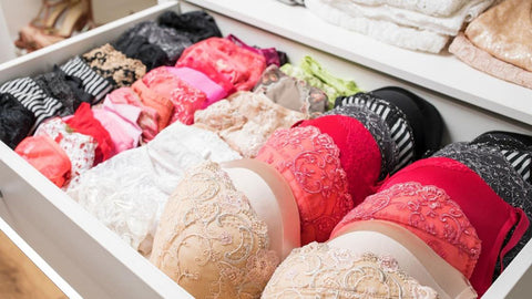 The luxe nude lingerie bra drawer organisation