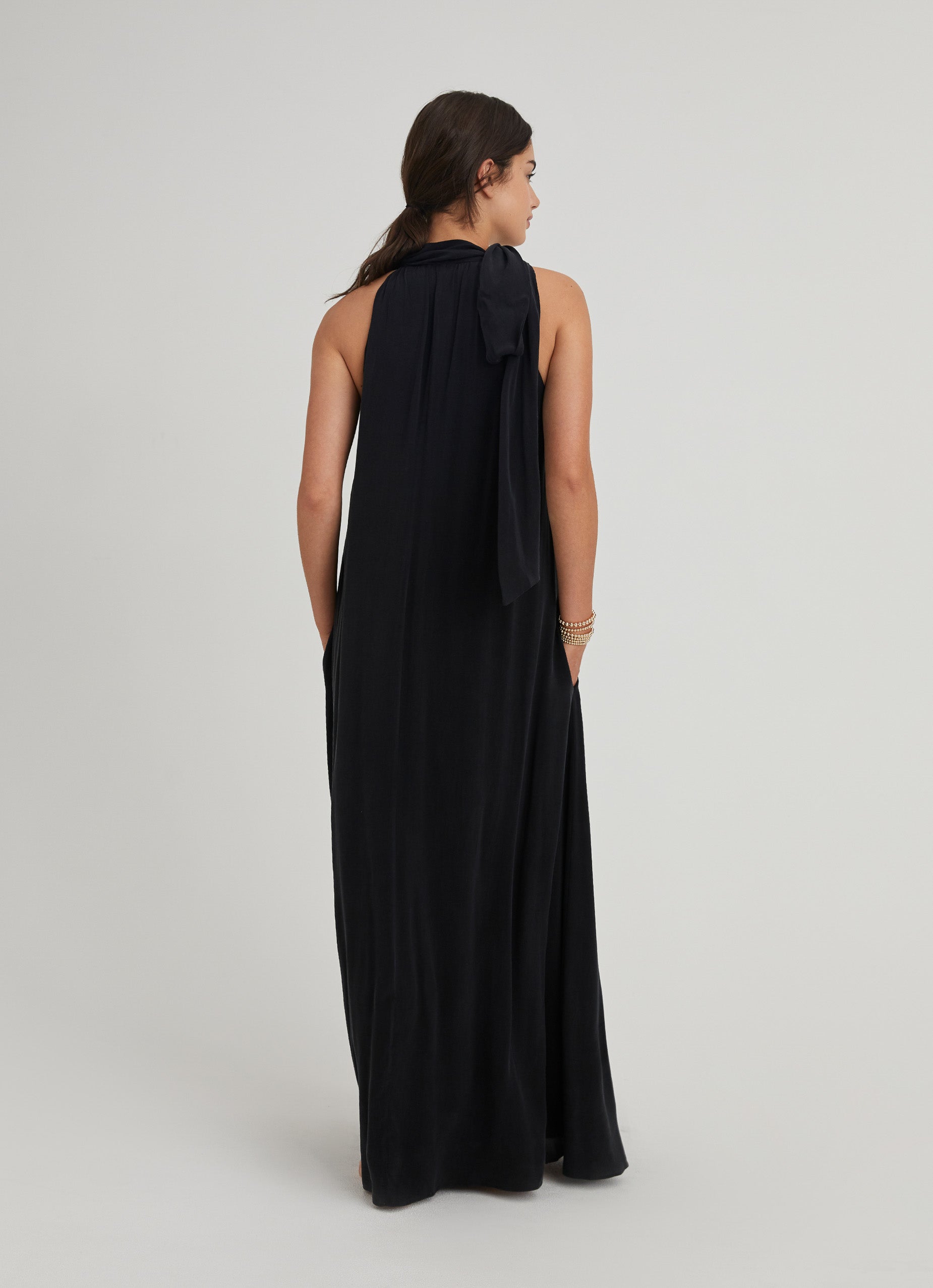 tie neck maxi dress