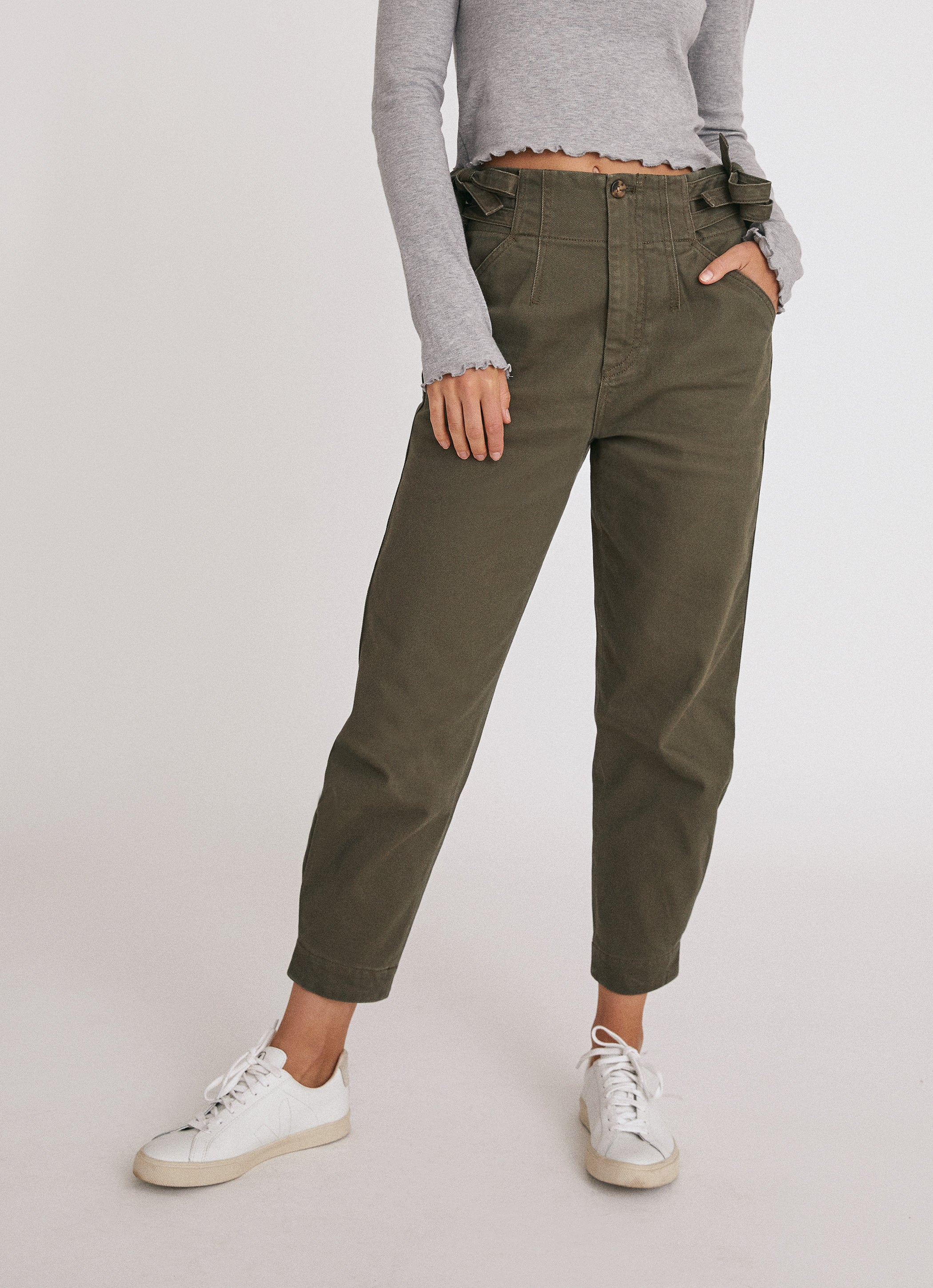 Sydney Side Tie Pants Olive | Something Navy