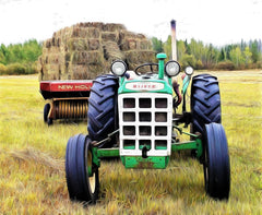 Tractor Oliver with hay wagon