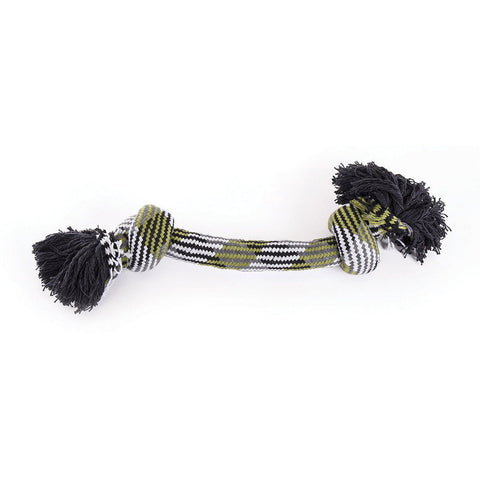 Corde en coton avec deux noeuds pour chiens - gris/orange/brun - 45cm