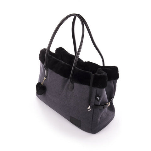 Sac de transport ventral Petline gris et noir pour chien