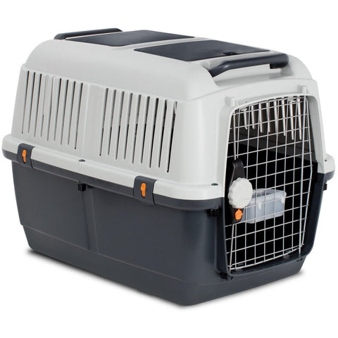 Cage de transport rigide pour chiens ou chats en polypropylène, cage  portable avec tapis, 100% Made in Italy, 76x45h54 cm, couleur grise