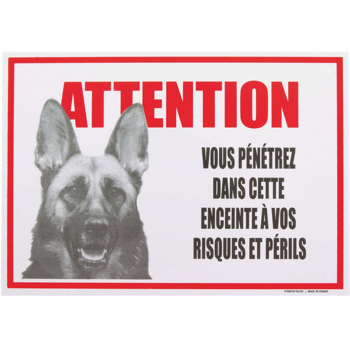 Panneau Attention au chien berger allemand rectangulaire noir 40X13,5 cm  : Éducation et dressage du chien Europet animalerie - botanic®