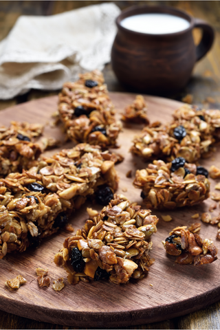 oat bars with milk and coffee