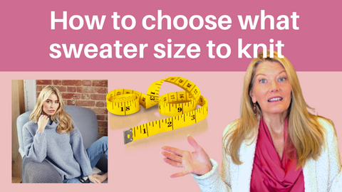 how to choose what sweater size to knit youtube thumbnail featuring Rowan Luna pullover in Felted tweed aran