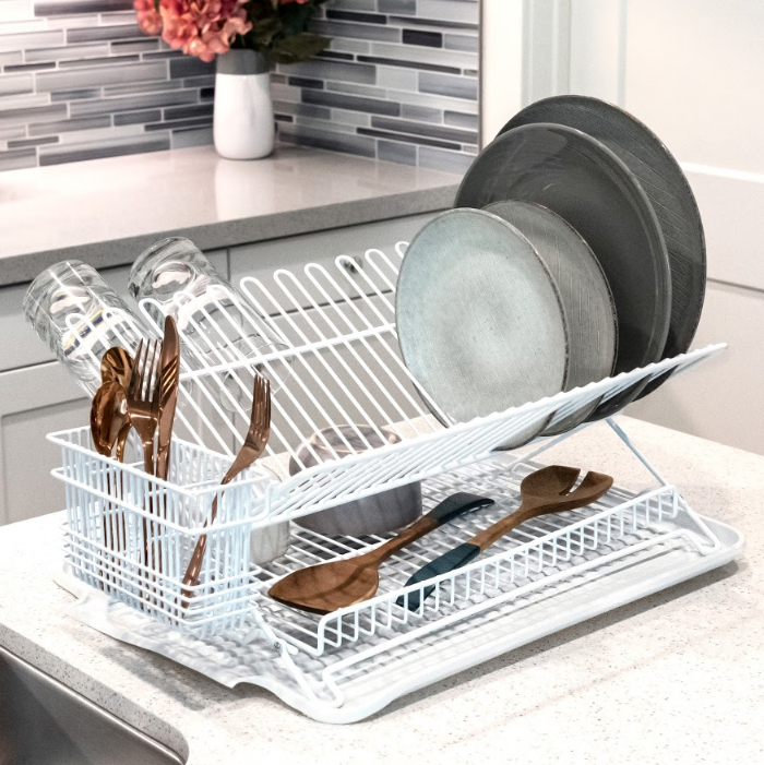 Creative Home Heavy Gauge Kitchen Folding Dish Rack Dish Drainer Rack,  Dishes, Cups, Plates Organizer 80007 - The Home Depot