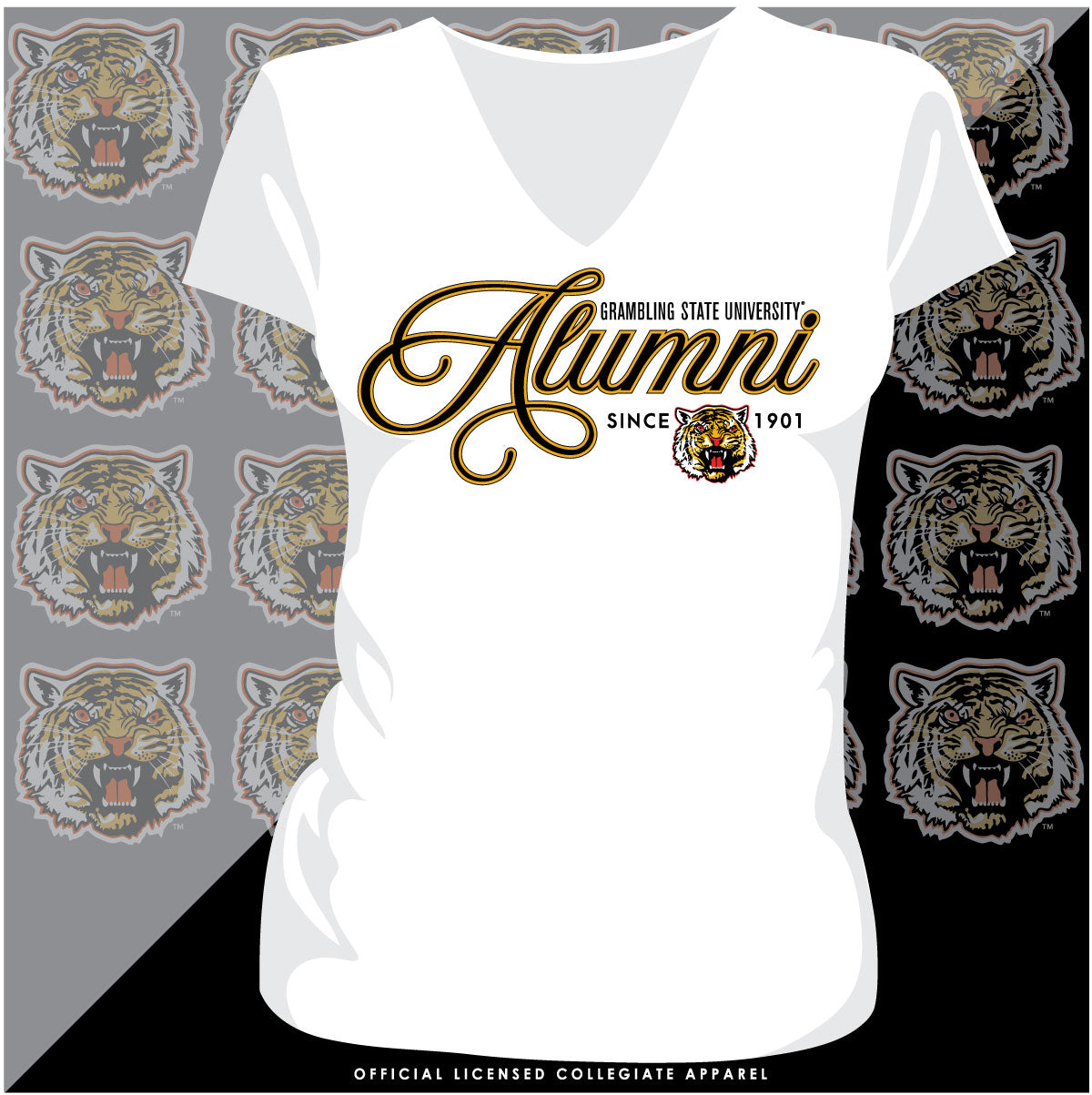 Grambling State | Super Fancy Alumni WHITE Ladies Tee V-Neck (k)