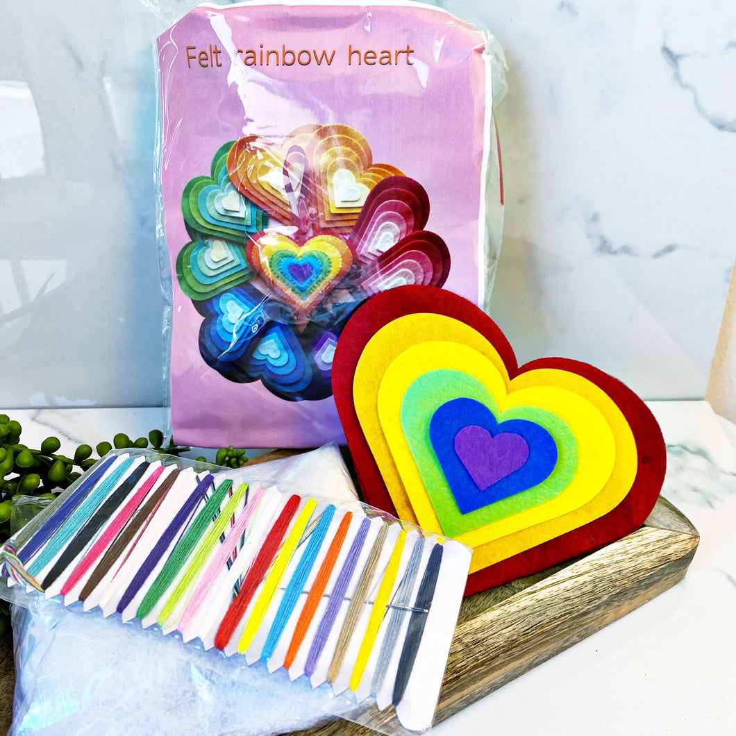 Valentine's Day | Love Felt Rainbow Hanging Heart Craft Kit | Makes One Large Heart