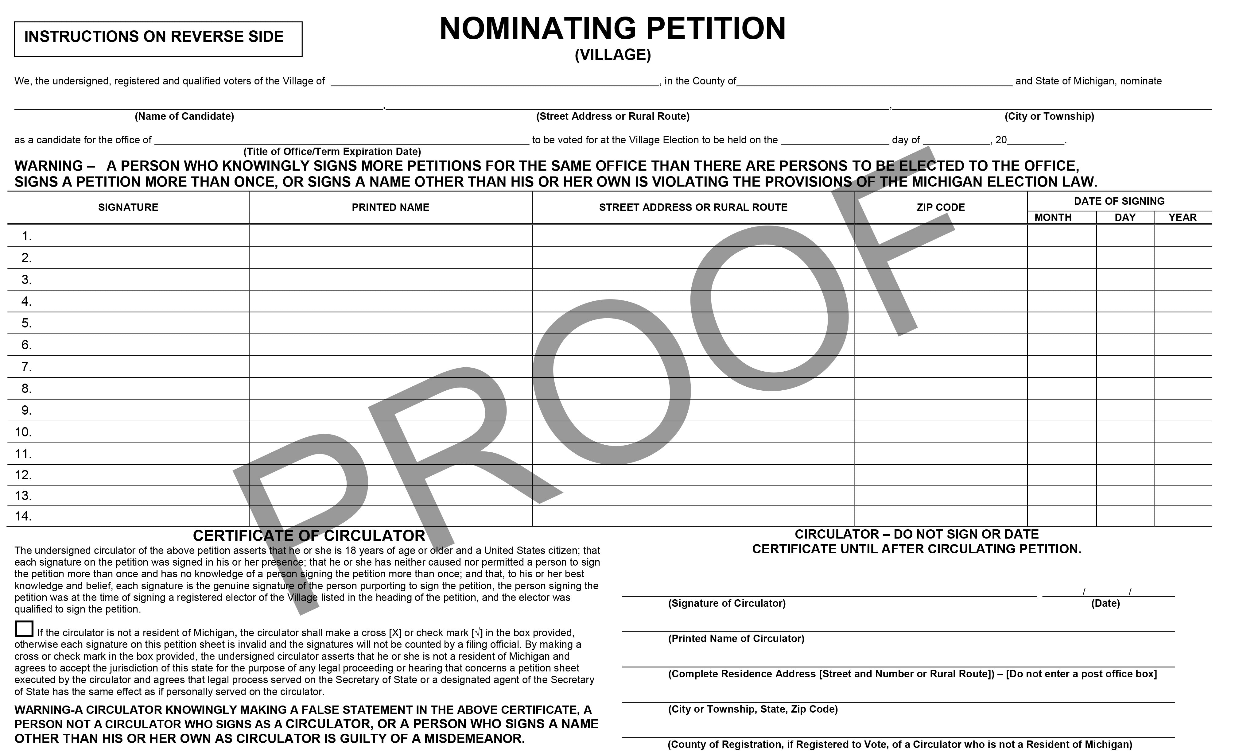 Nominating Petition (Village) ElectionSource