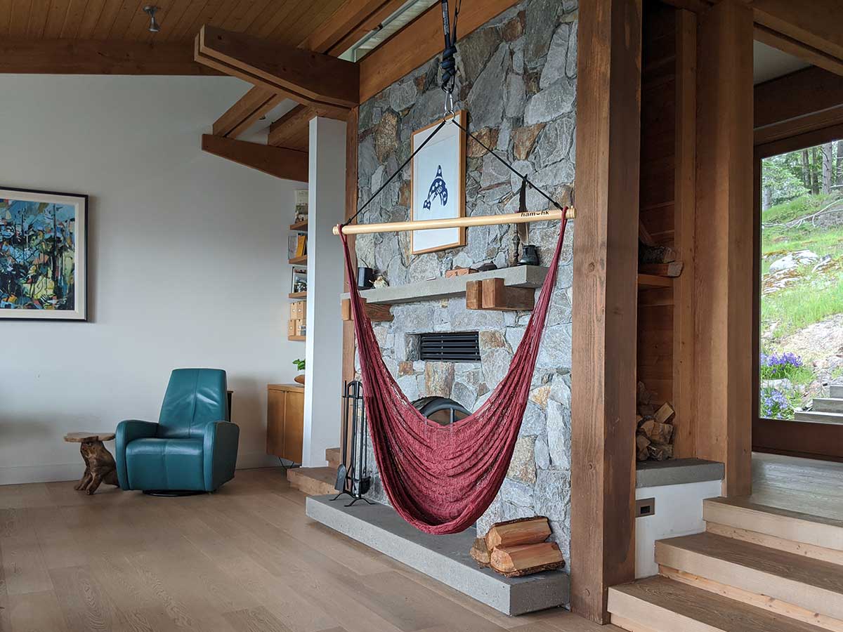 Indoor Hammock Chair by Fireplace